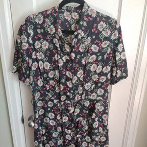 Vintage 1940s Short Sleeve Rayon Dress